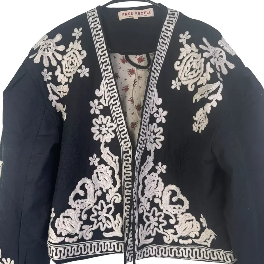 Free People Bali Mabel Jacket Large Cottahecore Boho Cowgirl Flounce Sleeve - Picture 9 of 11